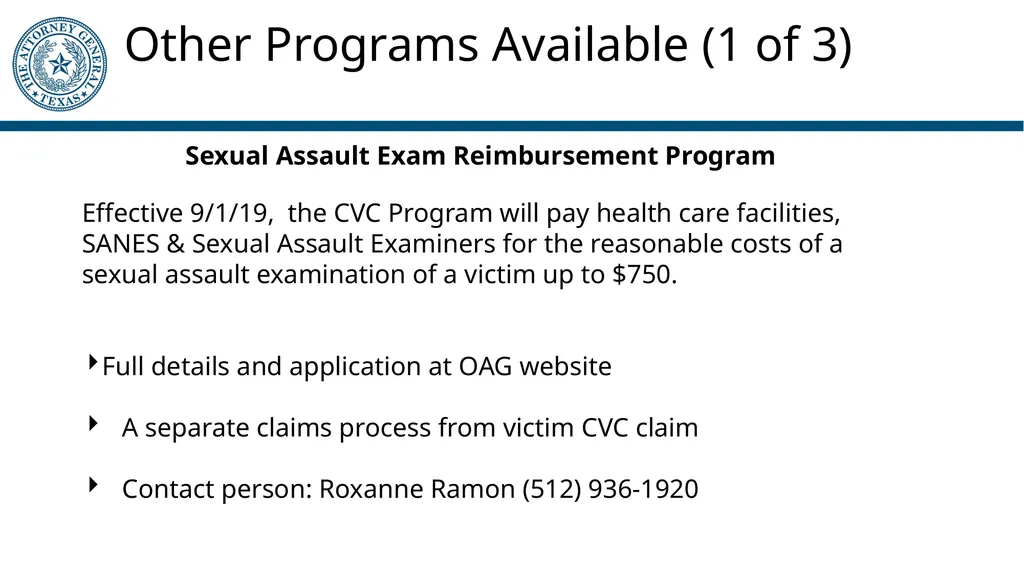 Crime Victims’ Compensation Program General - slide 57 of 61