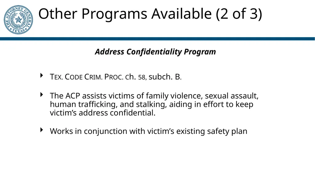 Crime Victims’ Compensation Program General - slide 58 of 61