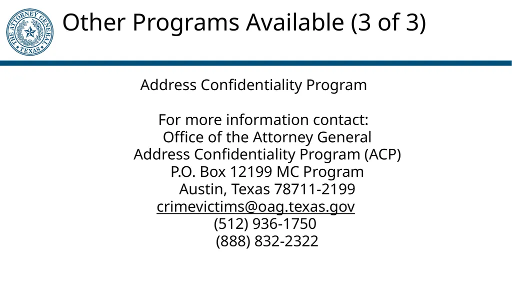 Crime Victims’ Compensation Program General - slide 59 of 61