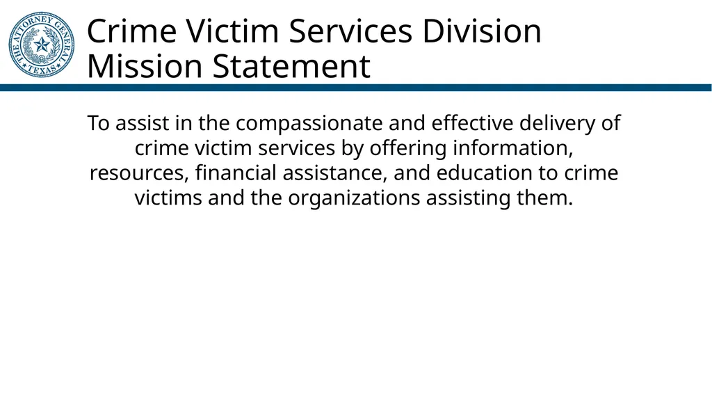 Crime Victims’ Compensation Program General - slide 2 of 61
