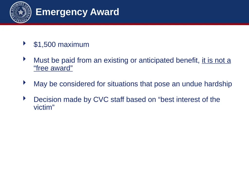 Crime Victims’ Compensation Conference Advanced - slide 78 of 92