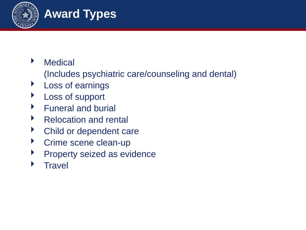Crime Victims’ Compensation Conference Advanced - slide 42 of 92