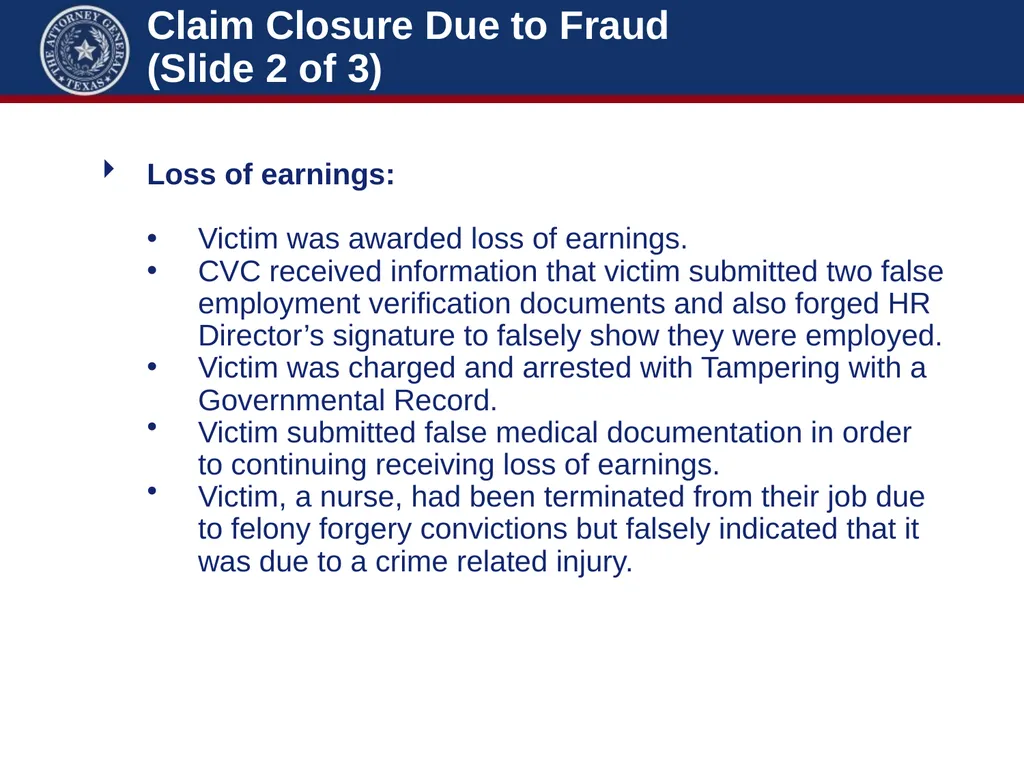 Crime Victims’ Compensation Conference Advanced - slide 90 of 92