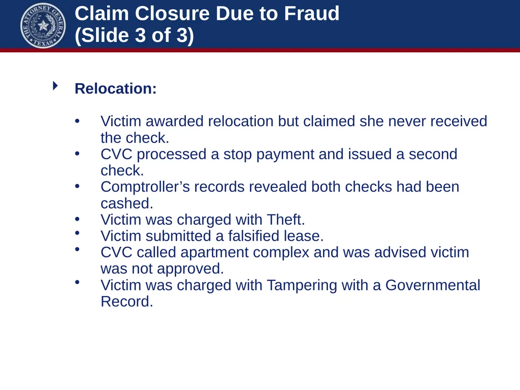 Crime Victims’ Compensation Conference Advanced - slide 91 of 92