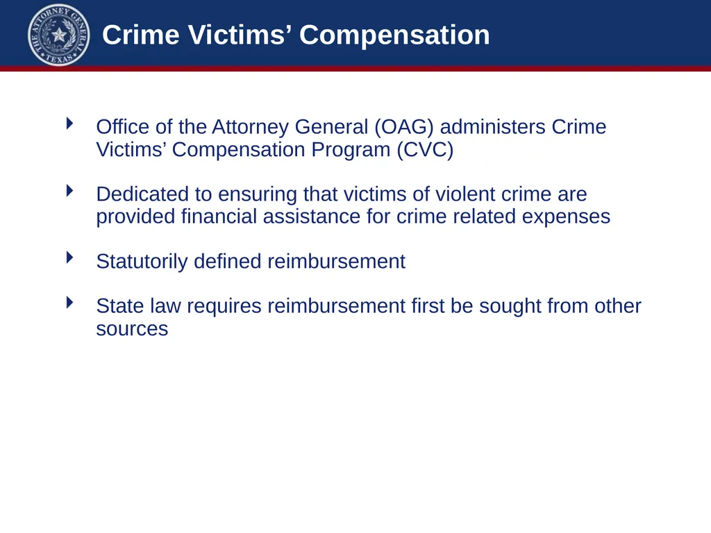 Crime Victims’ Compensation Conference Advanced - slide 5 of 92