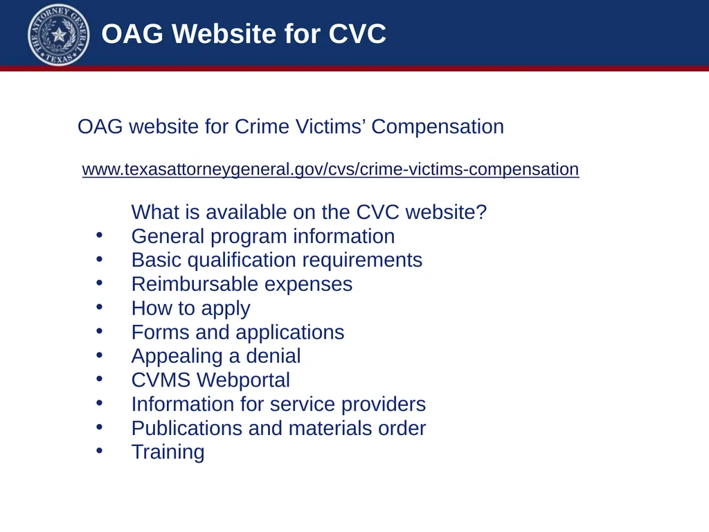 Crime Victims’ Compensation Conference Advanced - slide 9 of 92
