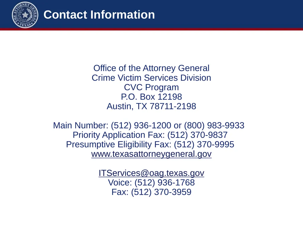 Crime Victims’ Compensation Conference Advanced - slide 92 of 92