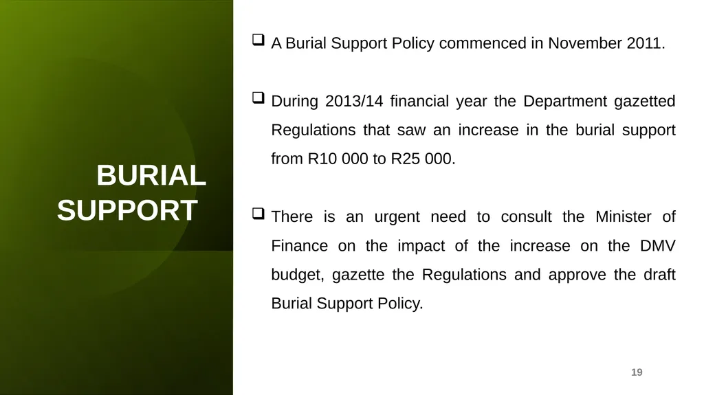 PRESENTATION TO THE PORTFOLIO COMMITTEE ON DEFENCE - slide 19 of 29