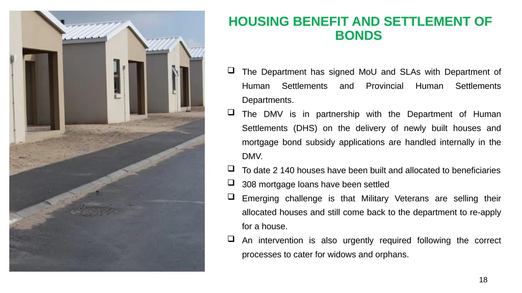 PRESENTATION TO THE PORTFOLIO COMMITTEE ON DEFENCE - slide 18 of 29
