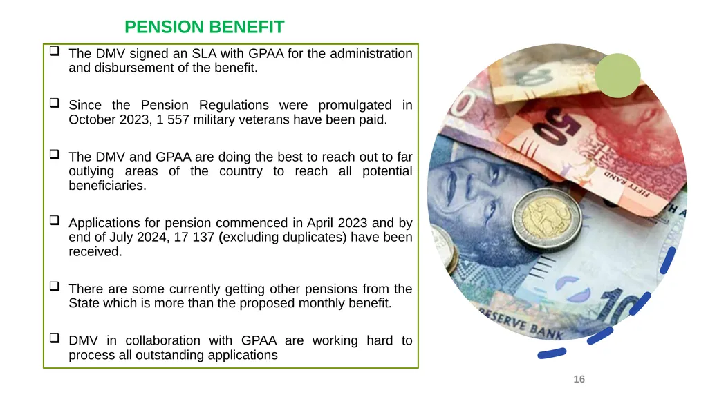 PRESENTATION TO THE PORTFOLIO COMMITTEE ON DEFENCE - slide 16 of 29