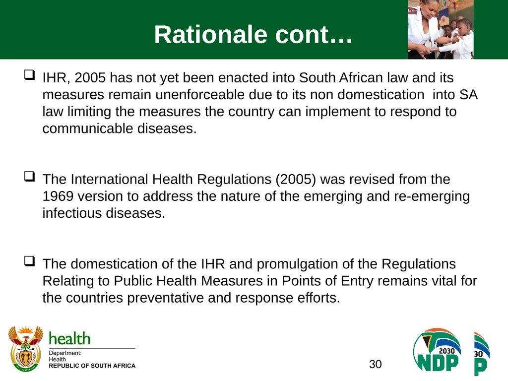 PORTFOLIO COMMITTEE BRIEFING DEPARTMENT OF HEALTH - slide 30 of 32