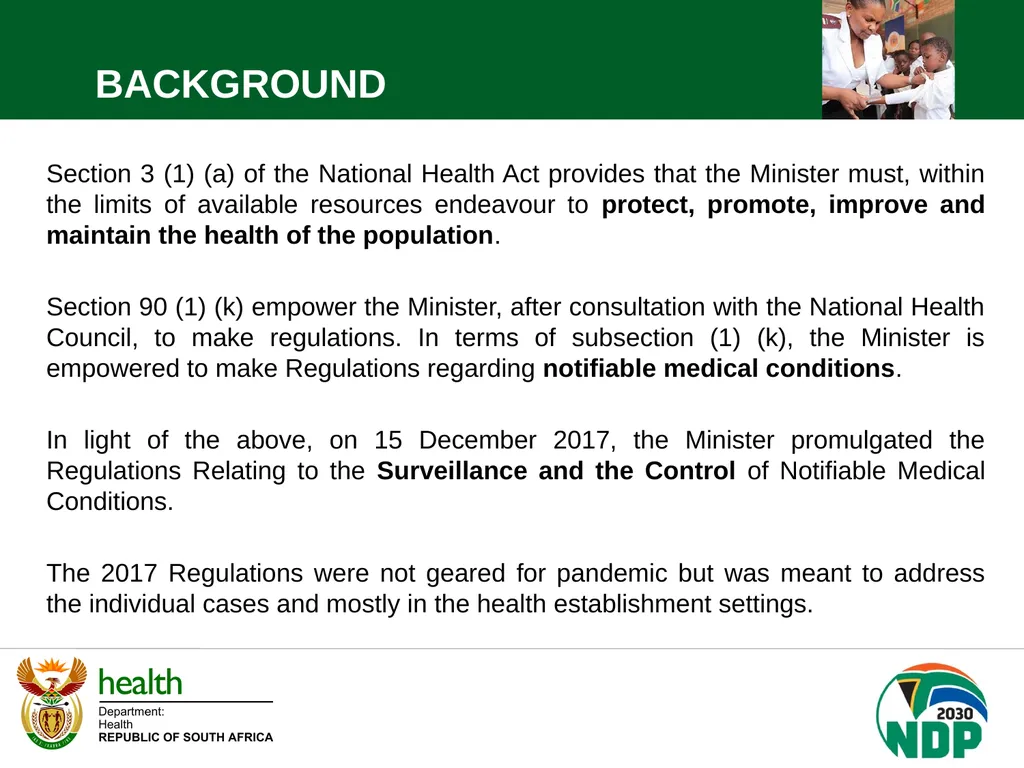 PORTFOLIO COMMITTEE BRIEFING DEPARTMENT OF HEALTH - slide 2 of 32