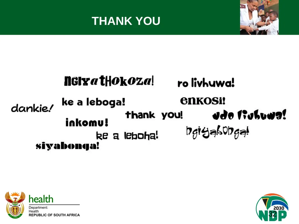 PORTFOLIO COMMITTEE BRIEFING DEPARTMENT OF HEALTH - slide 32 of 32