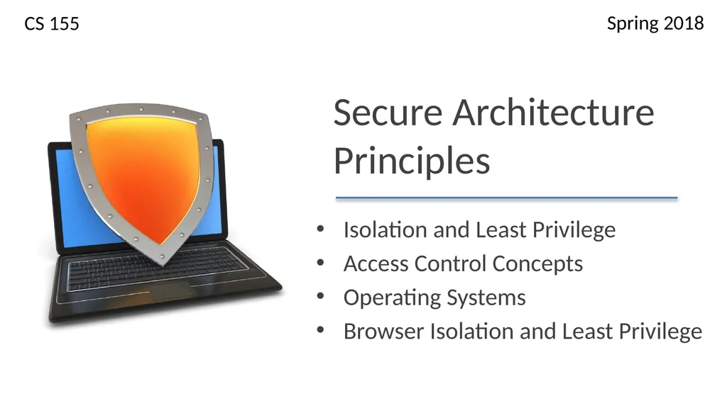 Secure Architecture Principles CS 155 Spring 2018 - slide 1 of 73
