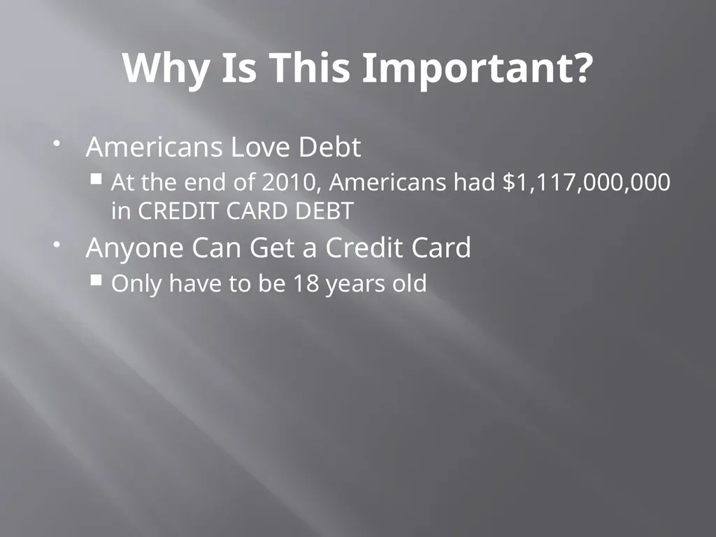 Consumer debt What Is Consumer Debt? Outstanding - slide 3 of 9