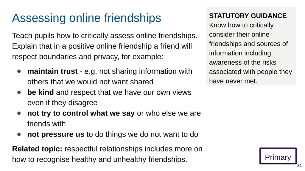 Teaching online relationships (primary), online - slide 31 of 104