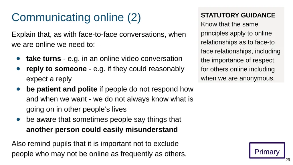 Teaching online relationships (primary), online - slide 29 of 104