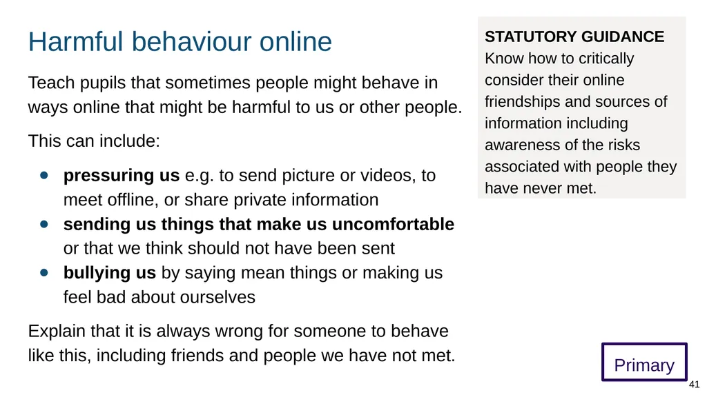Teaching online relationships (primary), online - slide 41 of 104