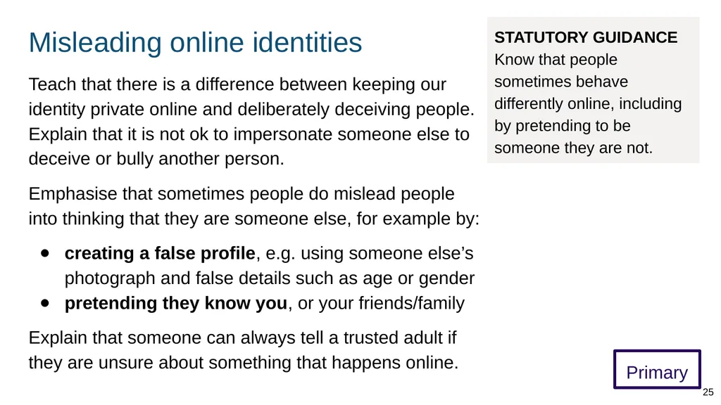 Teaching online relationships (primary), online - slide 25 of 104