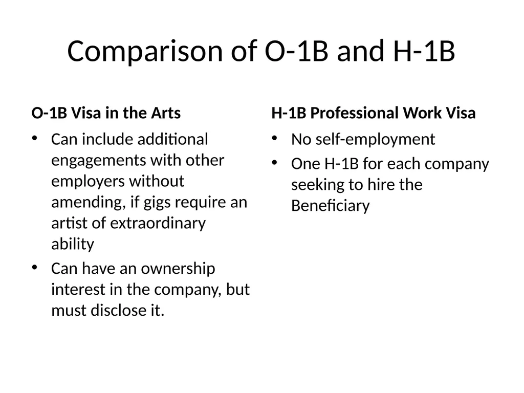 Visa Options for Artists and Professional Workers: - slide 36 of 71