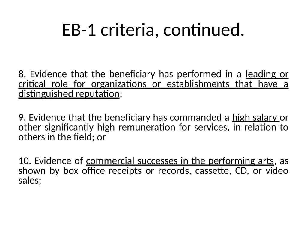 Visa Options for Artists and Professional Workers: - slide 50 of 71