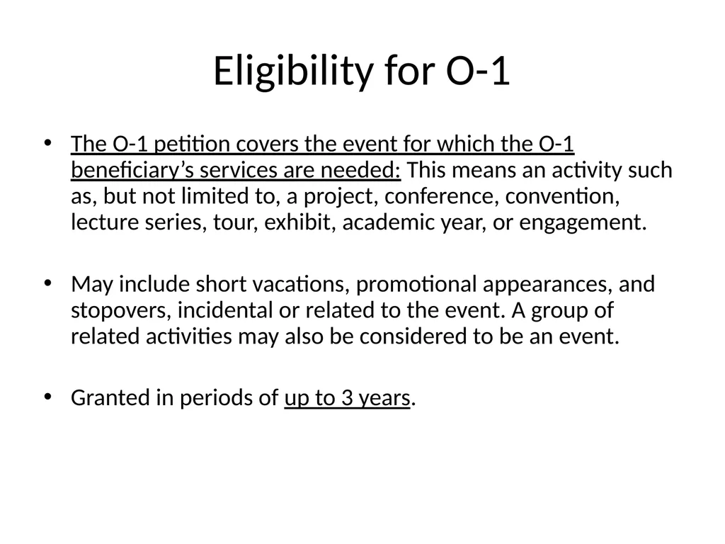 Visa Options for Artists and Professional Workers: - slide 19 of 71