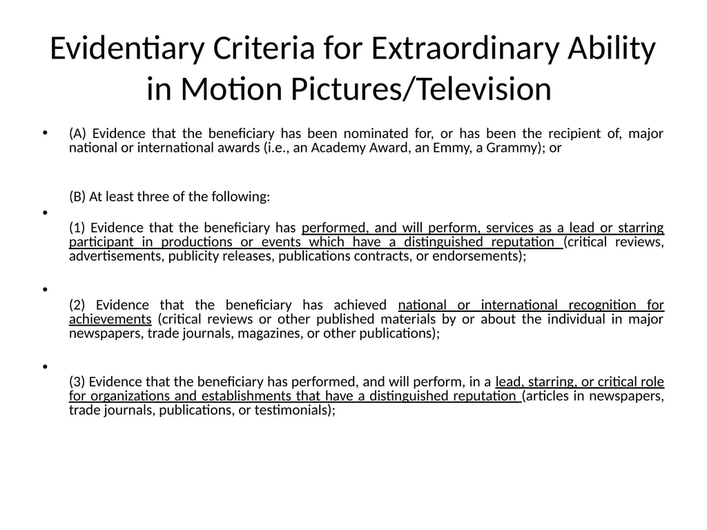 Visa Options for Artists and Professional Workers: - slide 31 of 71