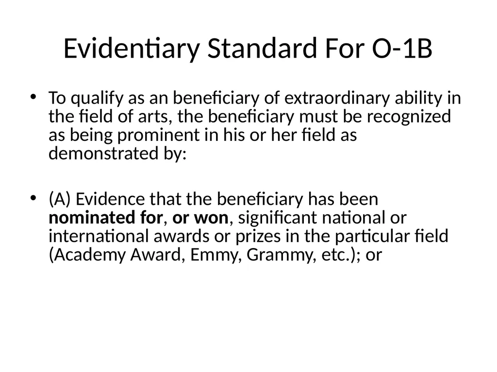 Visa Options for Artists and Professional Workers: - slide 25 of 71