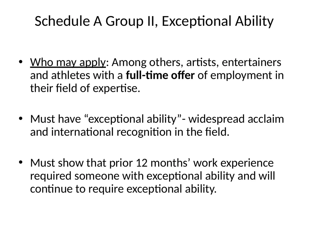 Visa Options for Artists and Professional Workers: - slide 64 of 71