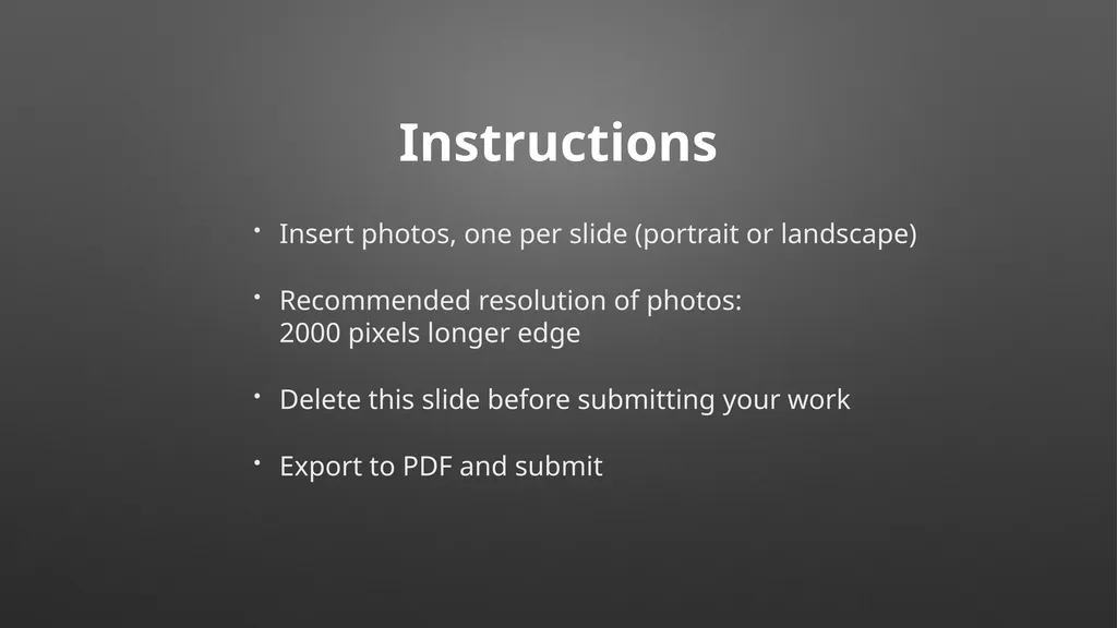 Home Your name here Instructions Insert photos, - slide 2 of 4