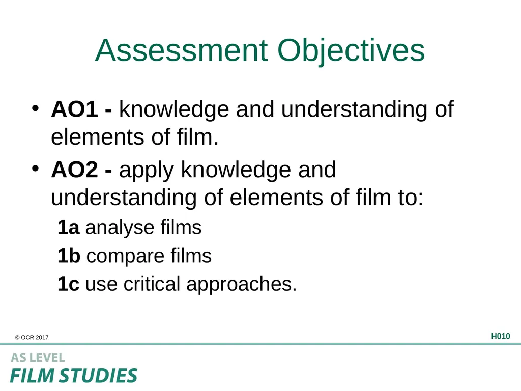H010/01 Elements of Film Annotated specimen - slide 3 of 10
