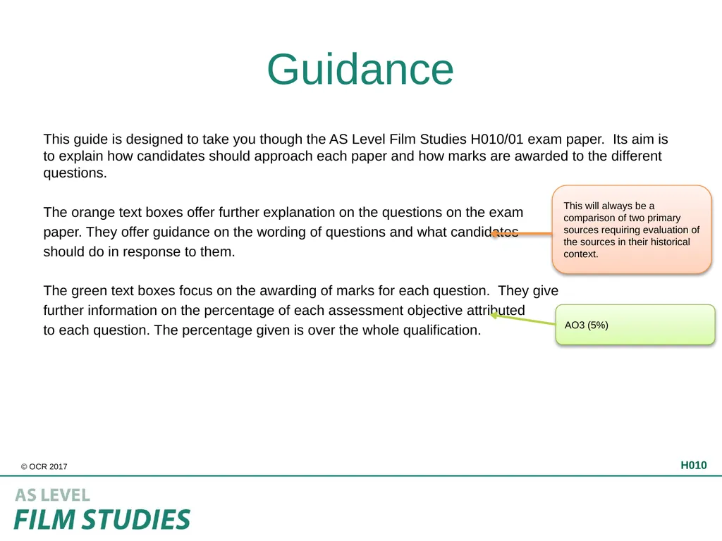 H010/01 Elements of Film Annotated specimen - slide 2 of 10
