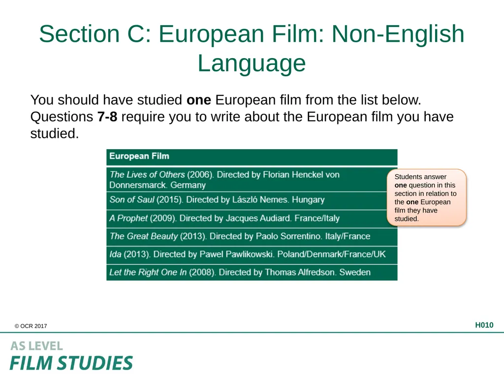 H010/01 Elements of Film Annotated specimen - slide 9 of 10