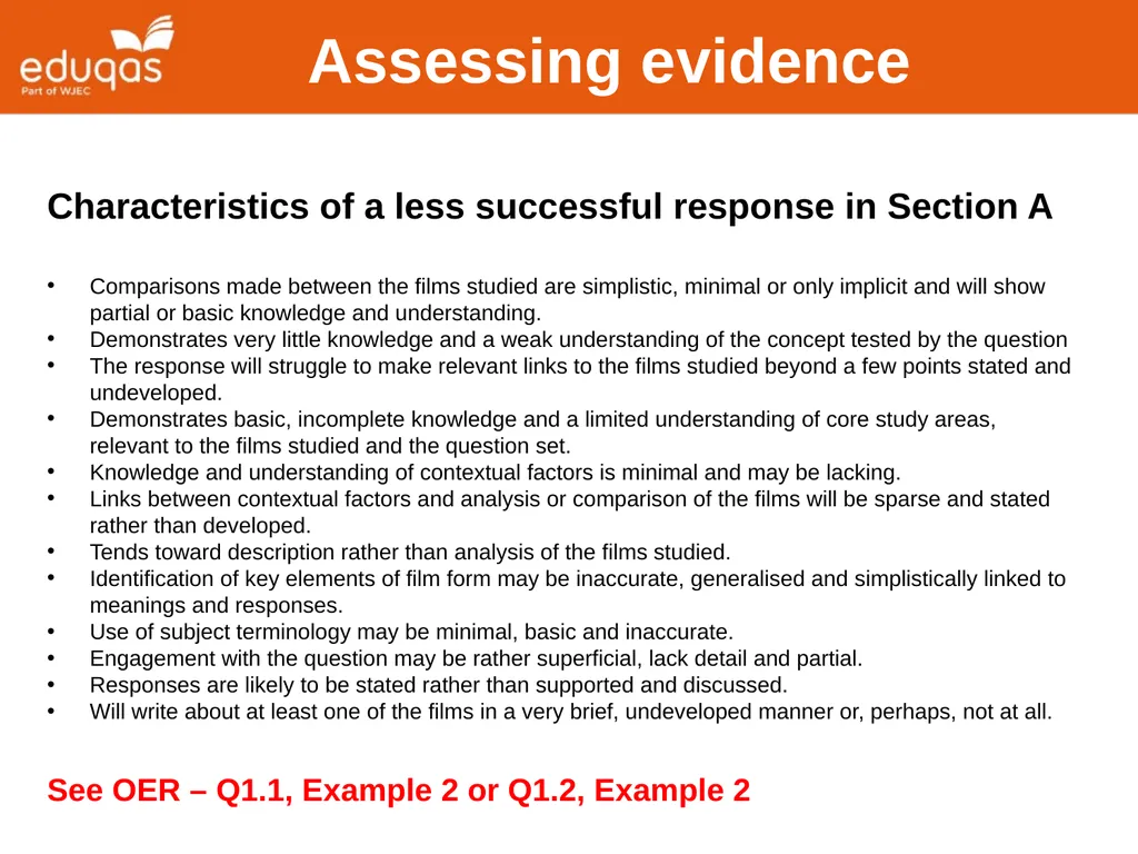 Assessing WJEC Eduqas A level Film Studies - slide 15 of 33