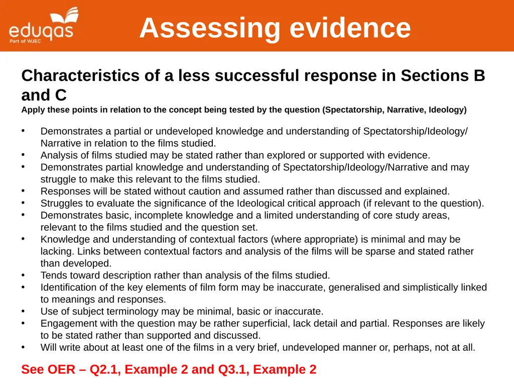 Assessing WJEC Eduqas A level Film Studies - slide 17 of 33