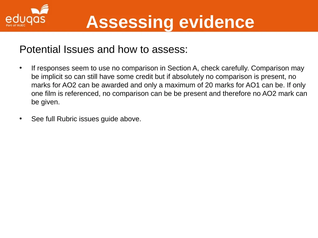 Assessing WJEC Eduqas A level Film Studies - slide 18 of 33
