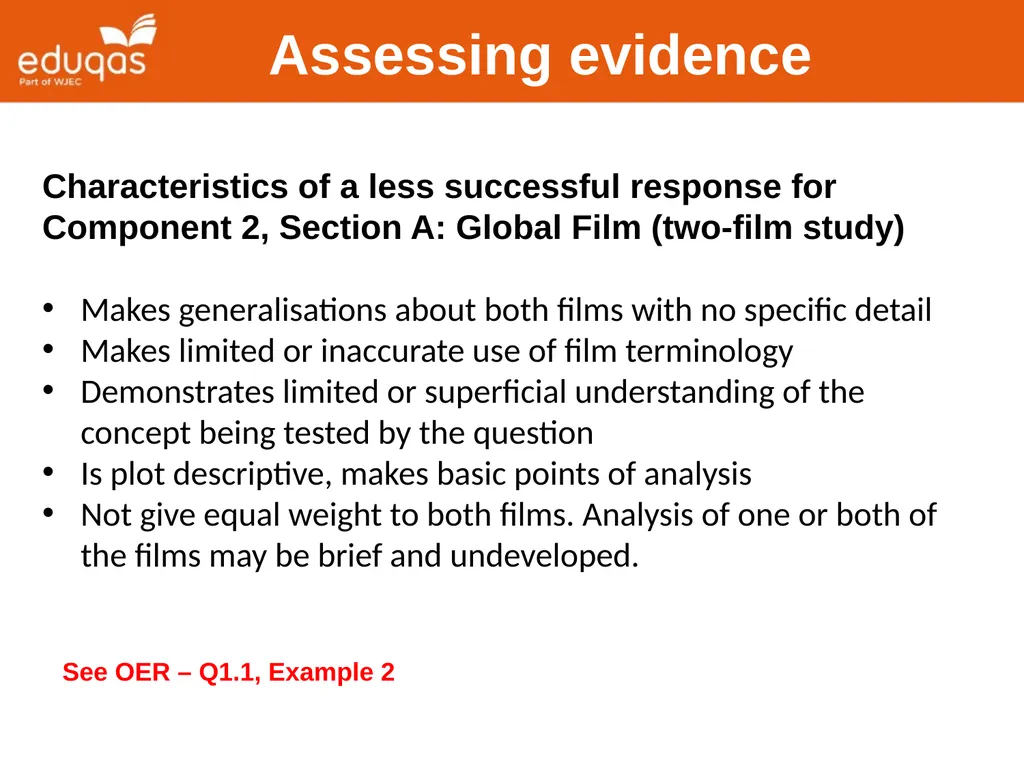 Assessing WJEC Eduqas A level Film Studies - slide 25 of 33