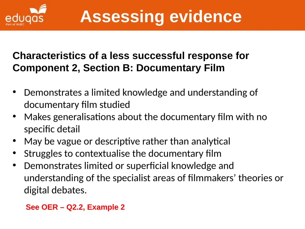Assessing WJEC Eduqas A level Film Studies - slide 27 of 33