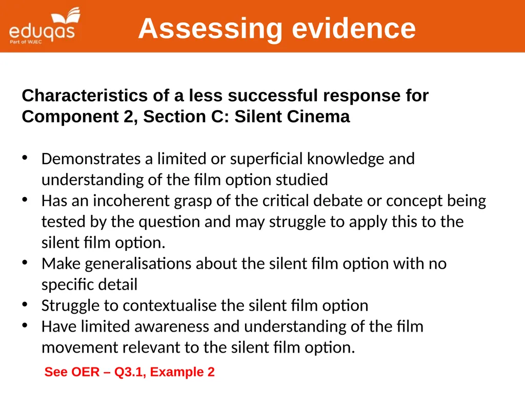 Assessing WJEC Eduqas A level Film Studies - slide 29 of 33