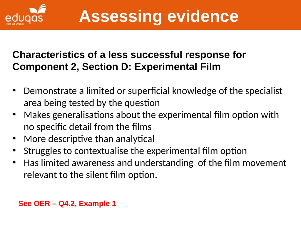 Assessing WJEC Eduqas A level Film Studies - slide 31 of 33