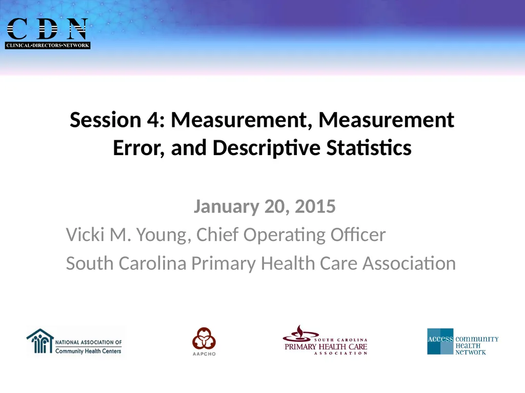 Session 4: Measurement, Measurement Error, and - slide 1 of 32