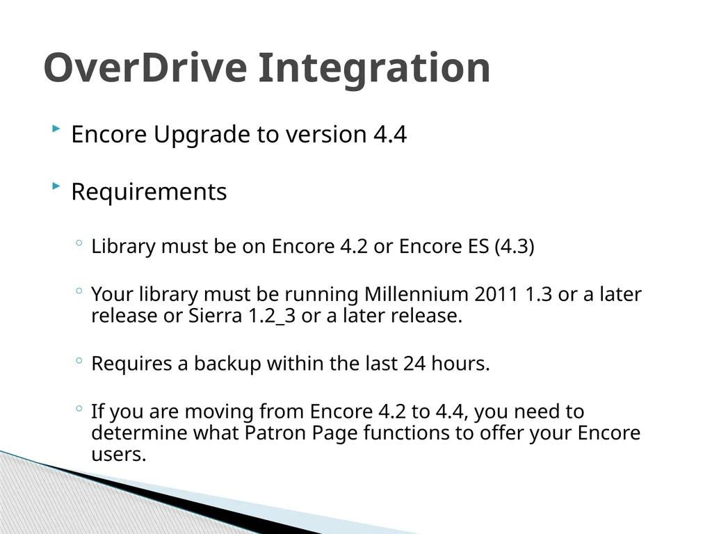 Encore 4.4 with OverDrive Integration Barb Jarvis, - slide 13 of 18