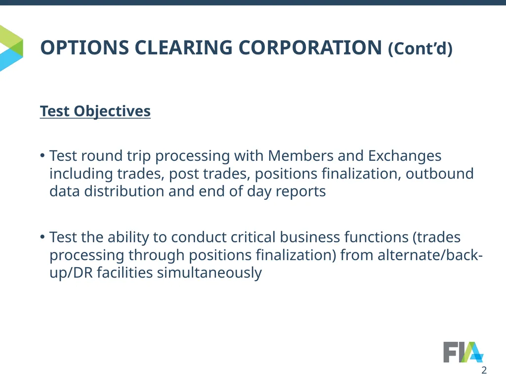OPTIONS CLEARING CORPORATION Overview OCC’s - slide 2 of 7