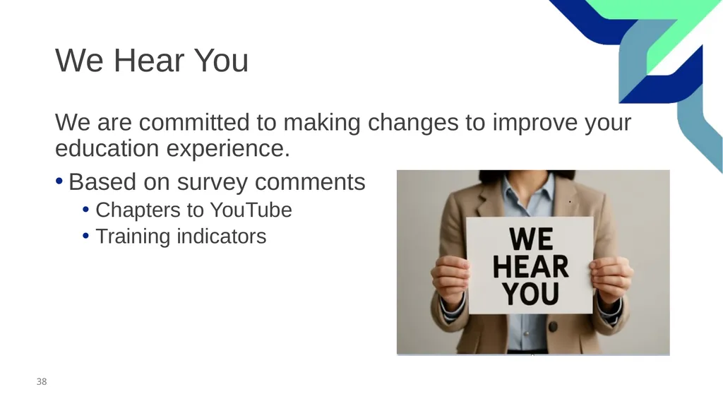 Audio Information The presenter started speaking - slide 38 of 39