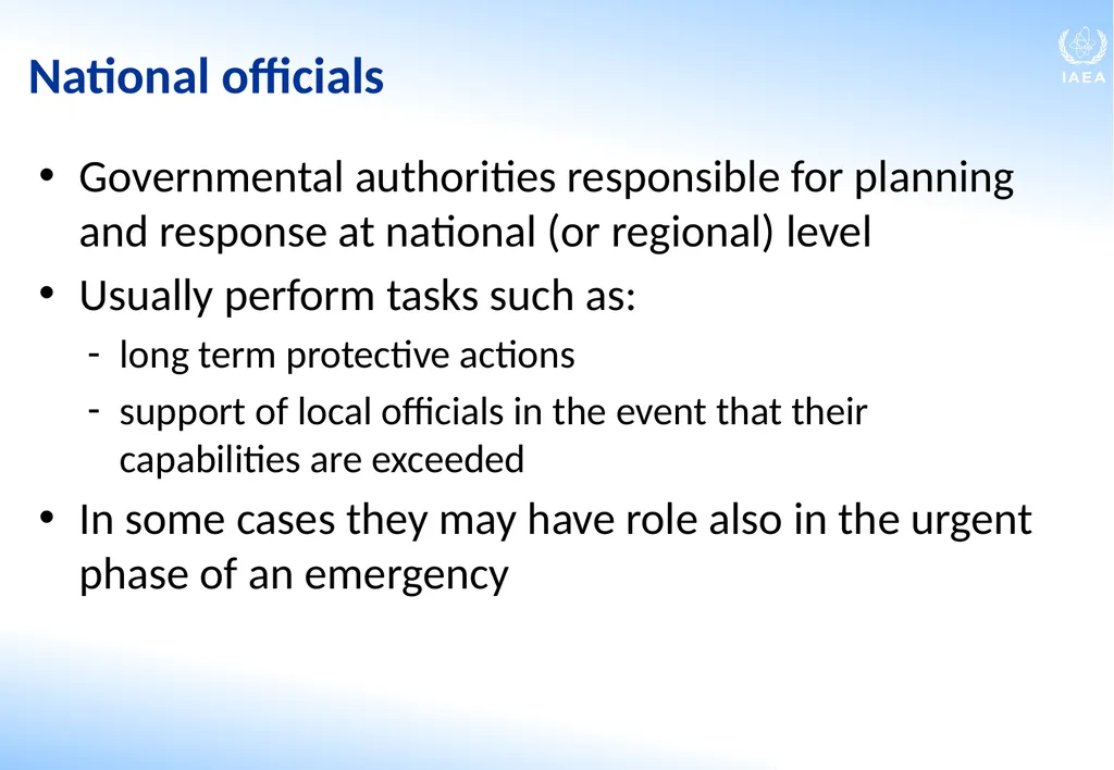 Roles and Responsibilities in Emergency - slide 8 of 28
