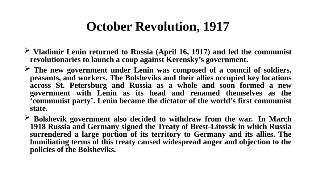 Russian Revolution, 1917 Russia in the 1900s The - slide 8 of 11