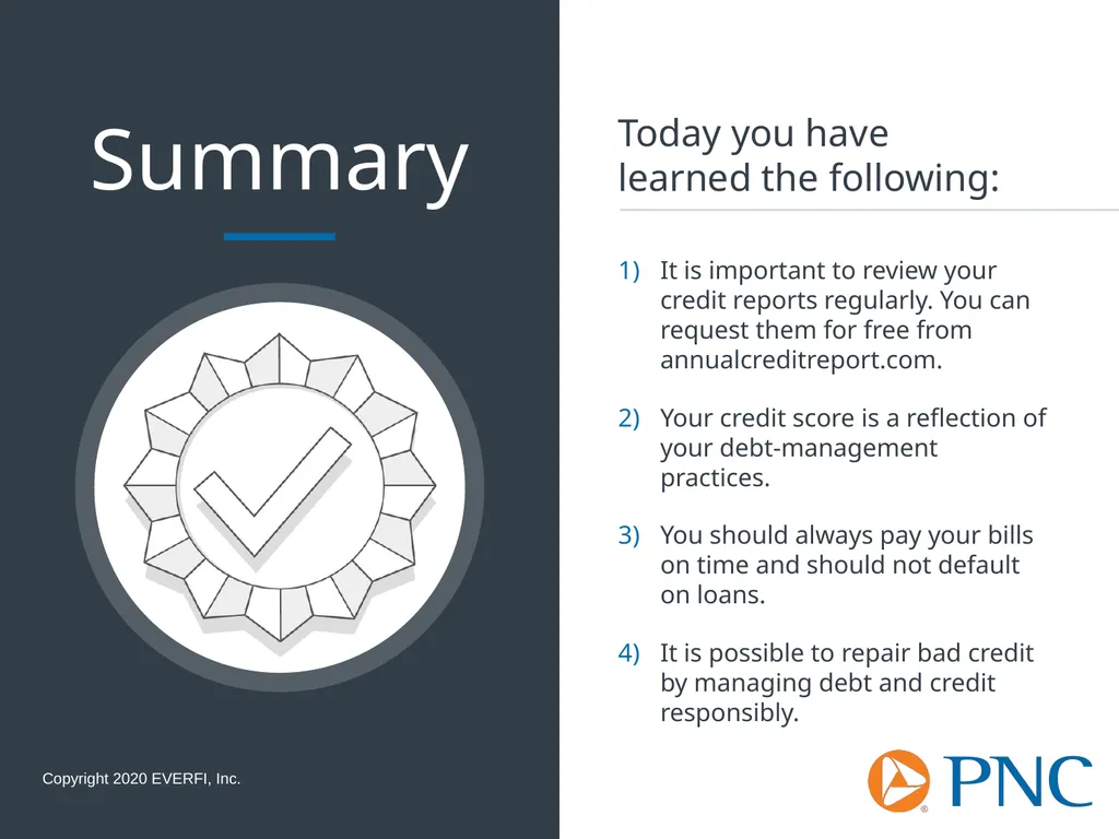 Credit Scores and Reports Workshop Goals Explore - slide 22 of 23