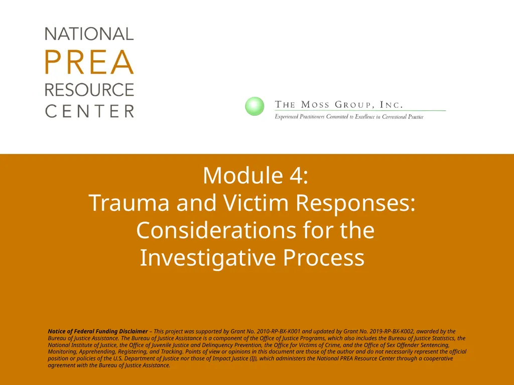 Module 4: Trauma and Victim Responses: - slide 1 of 32