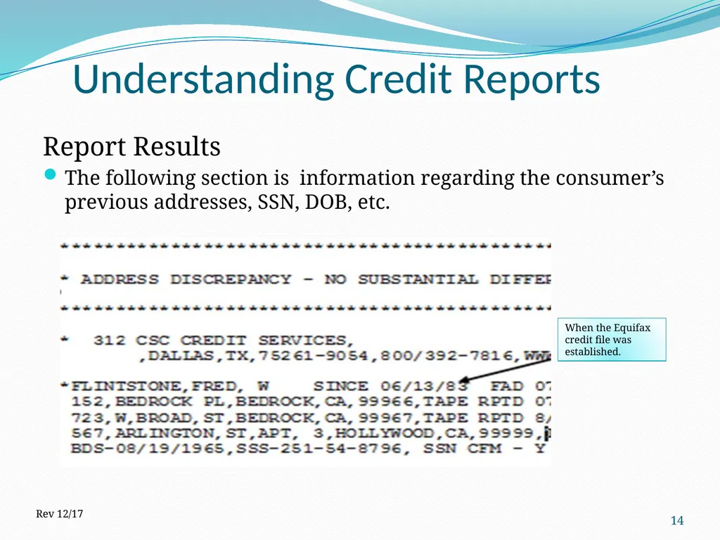 Understanding Credit Reports 1 2017 How is it - slide 14 of 22