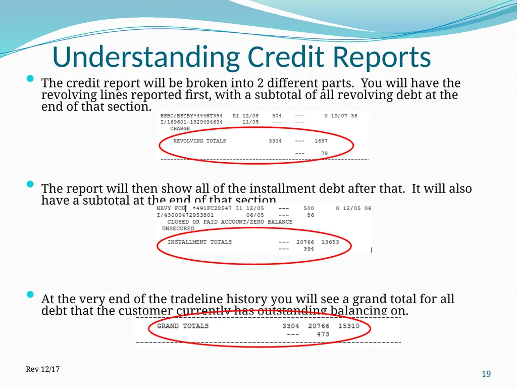 Understanding Credit Reports 1 2017 How is it - slide 19 of 22